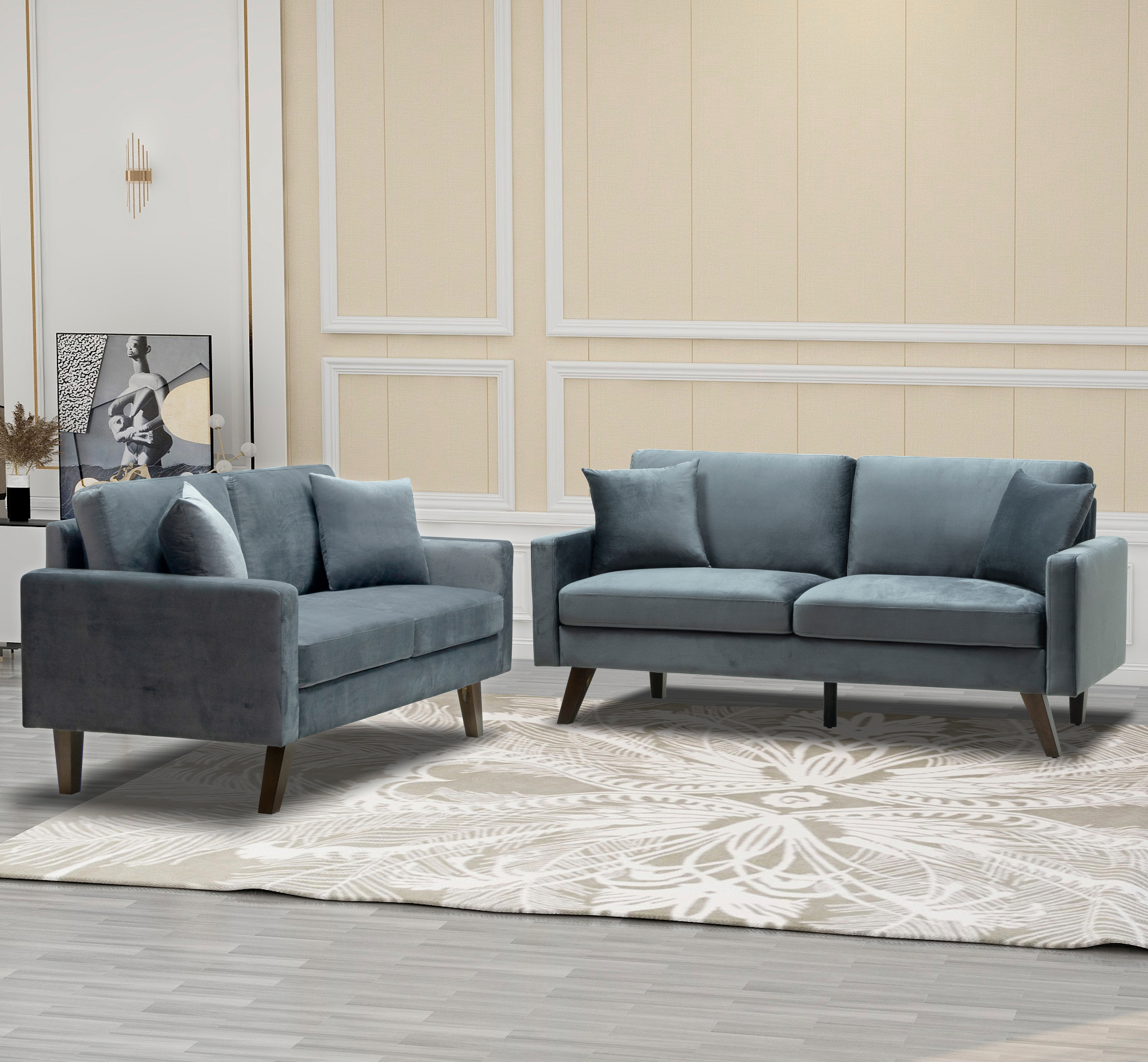 MAJA GREY VELVET SOFA/LOVE: Lease to Own and Financing Rentals in